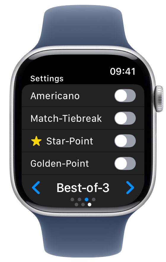 Match rules settings on Apple Watch
