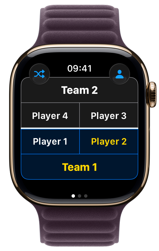 Team and player positions on Apple Watch