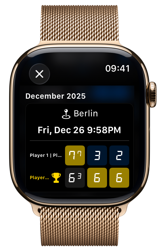 Match history on Apple Watch