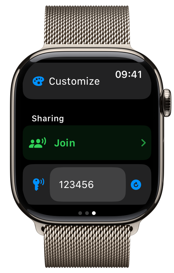 Live share match key on Apple Watch