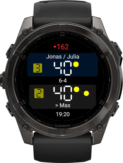 PadelCounter on a Garmin watch