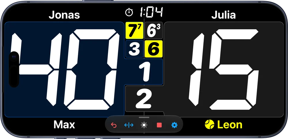 Tabellone PadelCounter su iPhone