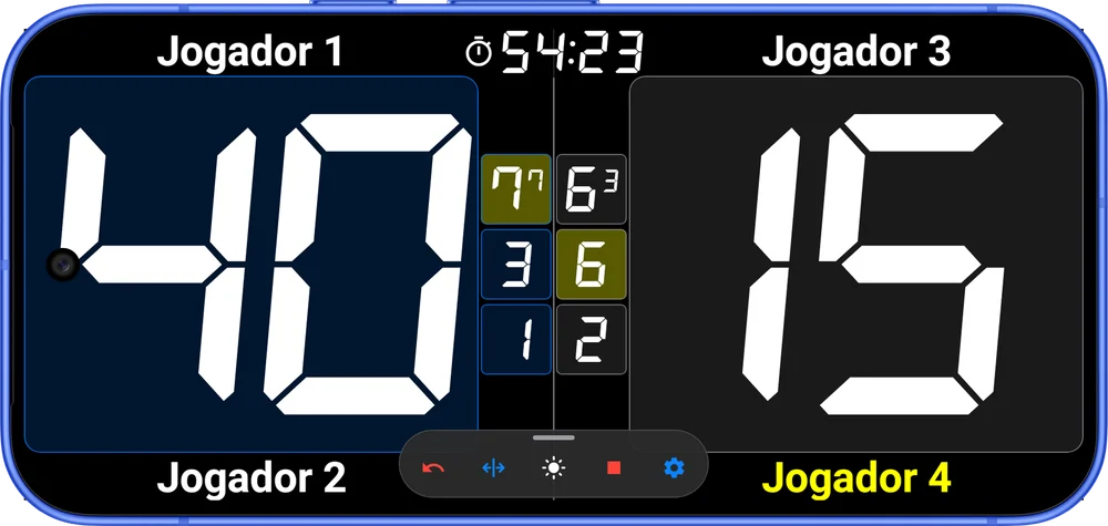 Marcador do PadelCounter num smartphone Android