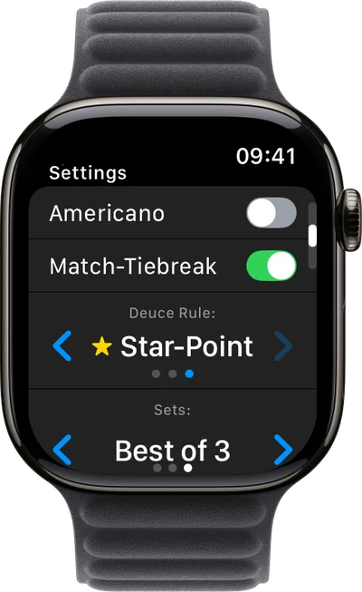 The deuce rule on Apple Watch: Advantage, Golden Point or Star Point