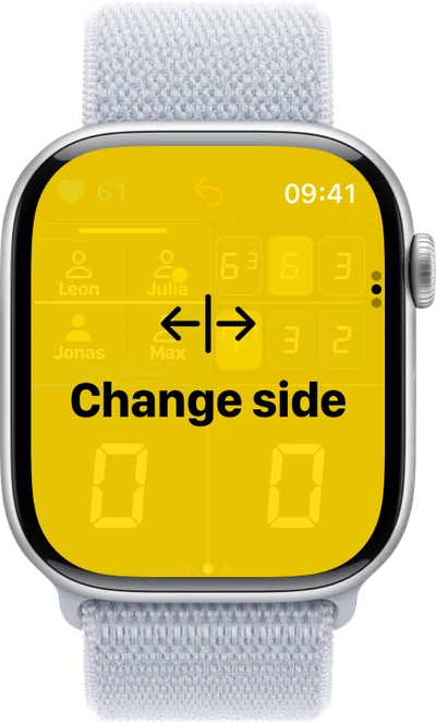 The change-of-ends reminder on Apple Watch